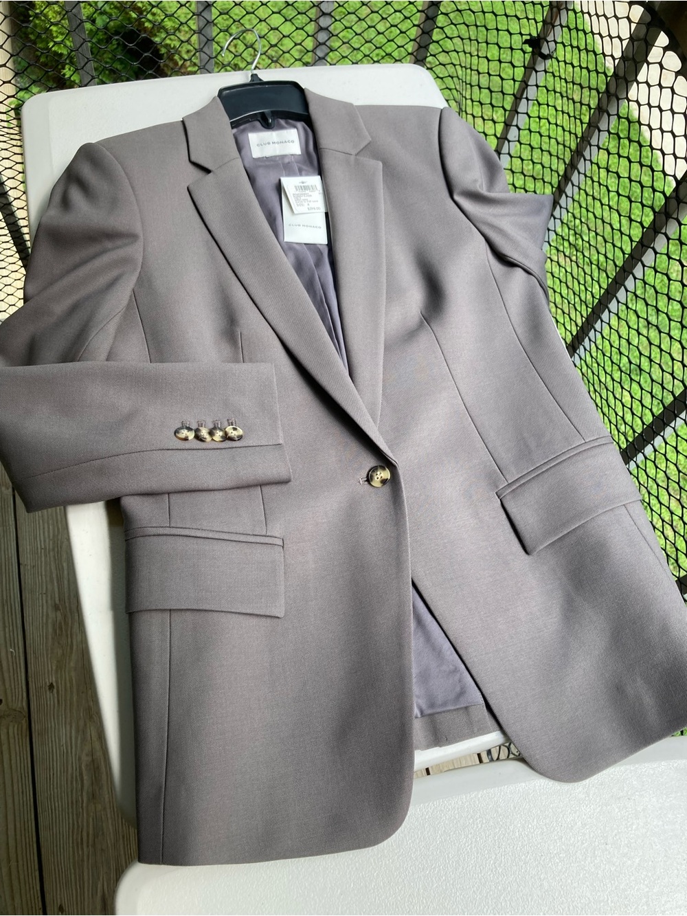 NEW Club Monaco Borrem Blazer Grey Single Button Front Wool Blend Blazer